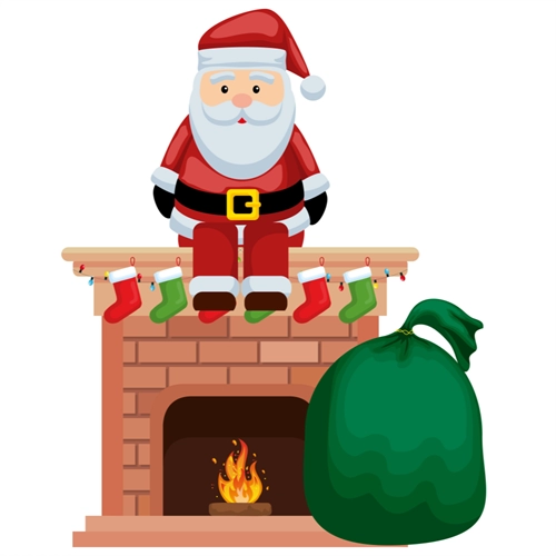 Christmas Decoration Santa on Fireplace Christmas Sticker